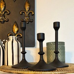 🆕Cast Iron Taper Candleholders, Bundle Of 3